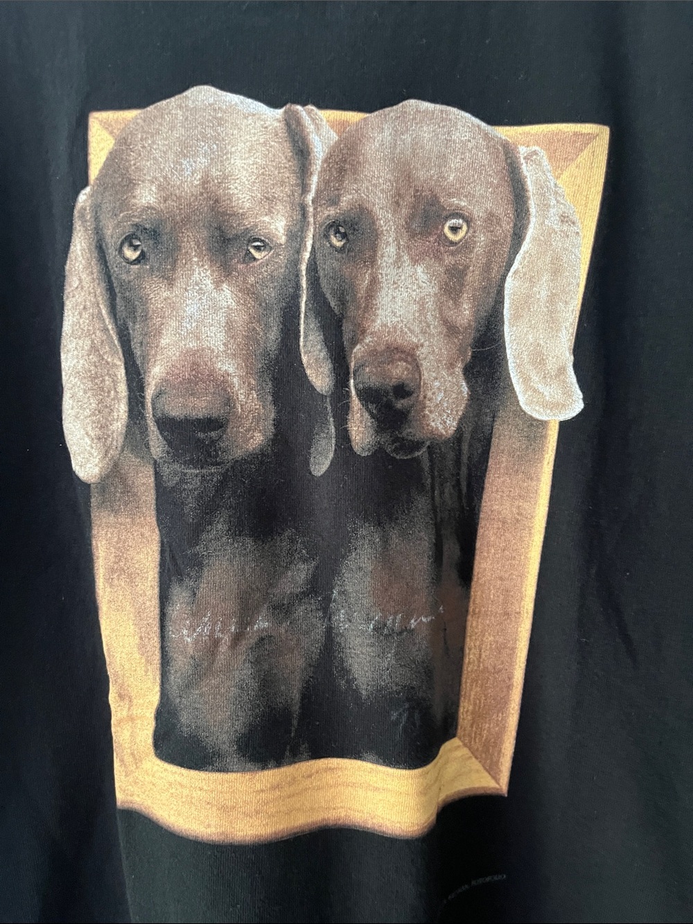 Rare William wegman Weimaraner framed dog black t shirt 90’s sz Large